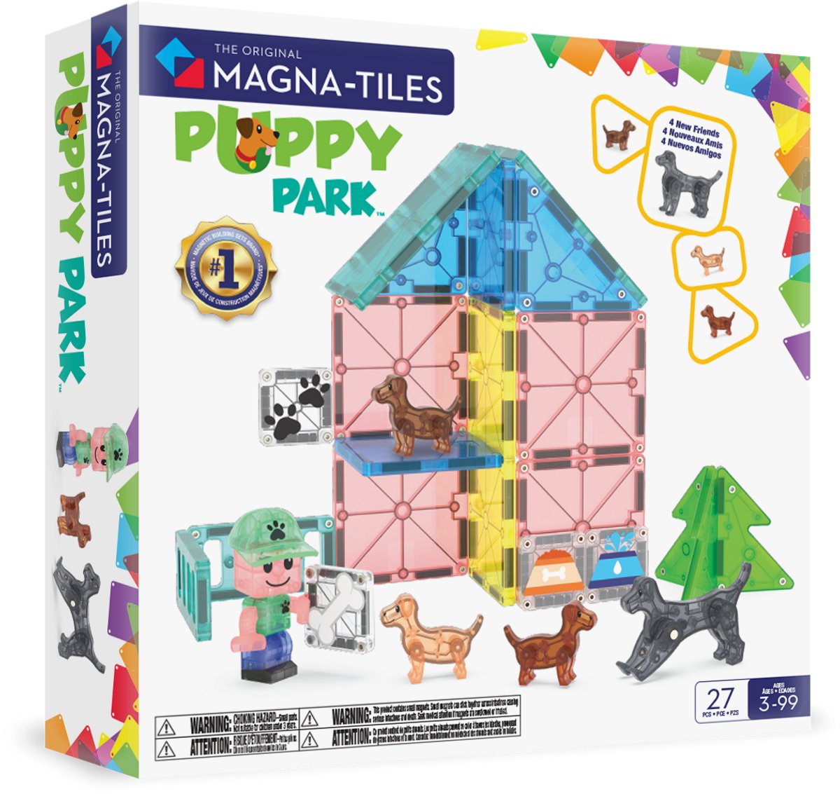 MAGNA-TILES Puppy park 27-delige dierenset - magnetisch bouw speelgoed - magnetische tegels - open einde speelgoed