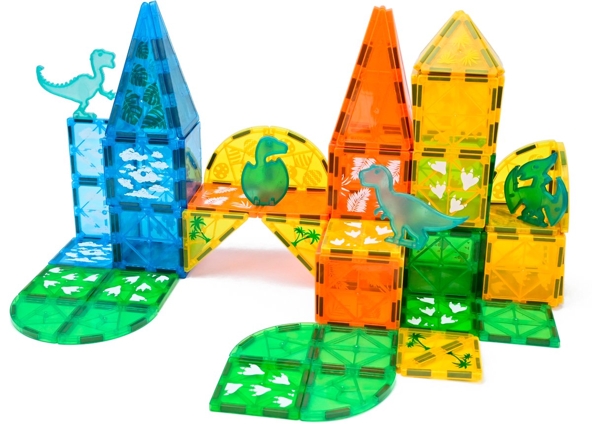 Magna Minds - Magnetic Tiles - Dino - Magnetisch Speelgoed - 104 stuks - Constructie speelgoed - Magnetische tegels - Montessori speelgoed - Magnetic toys - Magnetische bouwstenen - Speelgoed Kinderen