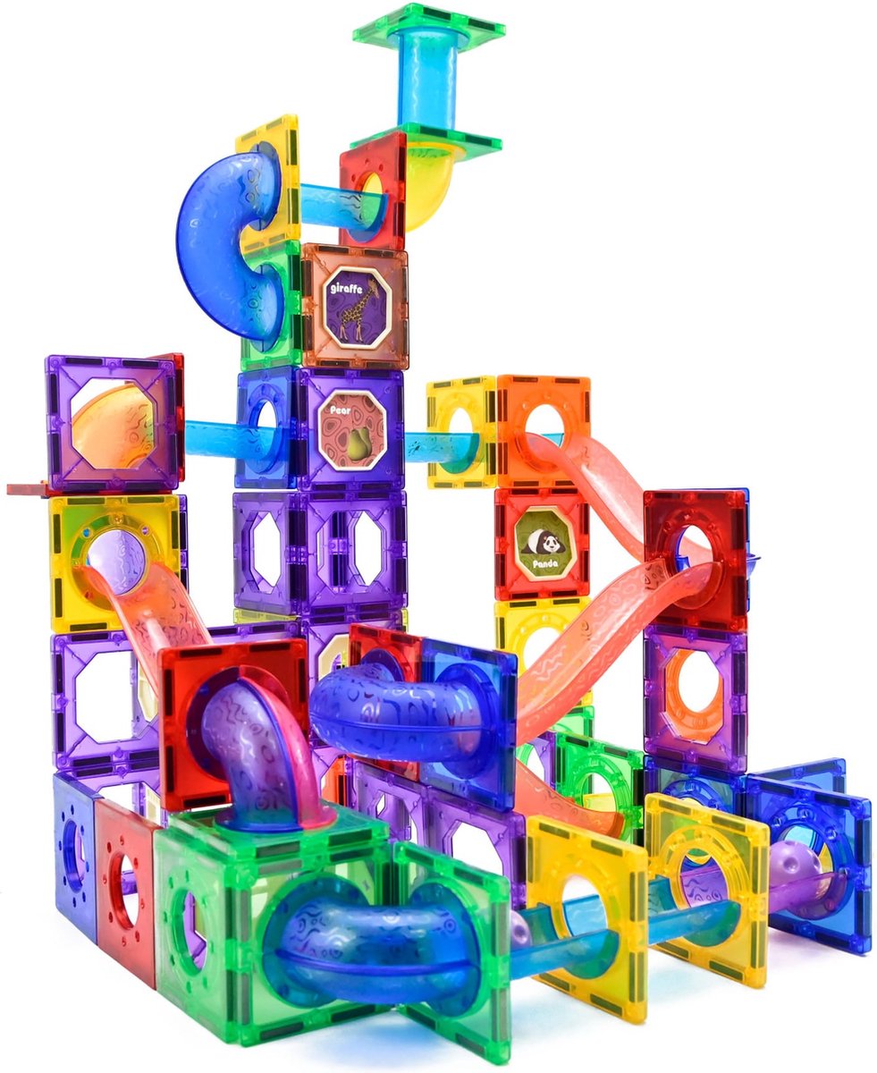 Magna Minds - Magnetic Tiles - Knikkerbaan - 105 stuks - Magnetisch Speelgoed - Constructie speelgoed - Magnetische tegels - Montessori speelgoed - Magnetic toys - Magnetische bouwstenen - Speelgoed Kinderen