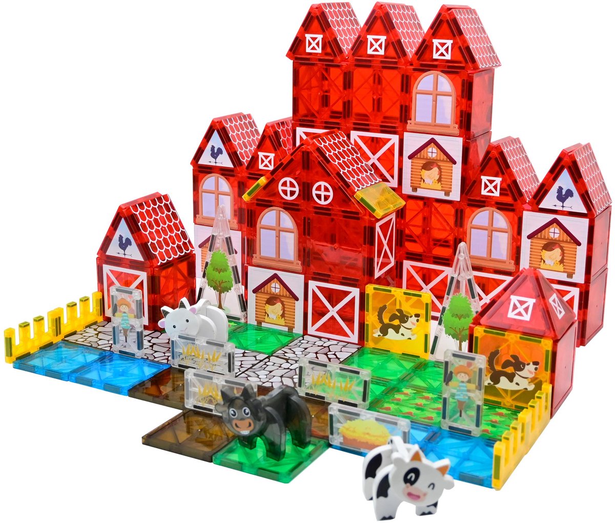 Magna Minds - Magnetic Tiles - Magnetisch Speelgoed - Boerderij - Constructie speelgoed - Magnetische tegels - Montessori speelgoed - Magnetic toys - Magnetische bouwstenen - Speelgoed Kinderen