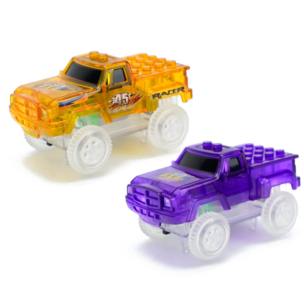 Magna Minds - Magnetisch Speelgoed - Uitbreidingsset - Racebaan Trucks - 2 stuks - Magnetic Tiles - Constructie speelgoed - Magnetische tegels - Montessori speelgoed - Magnetic toys - Magnetische bouwstenen - Speelgoed Kinderen