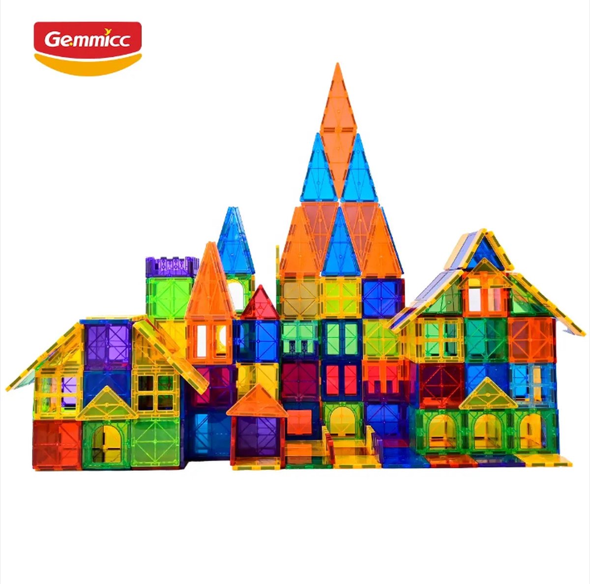 Gemmicc - Magnetische tegels - Trein - 128 stuks - Magnetisch speelgoed - Montessori speelgoed - Magnetic tiles - Magnetic toys - Open ended - Bouw je Magna wereld - Magneet speelgoed - Combineren met Duplo