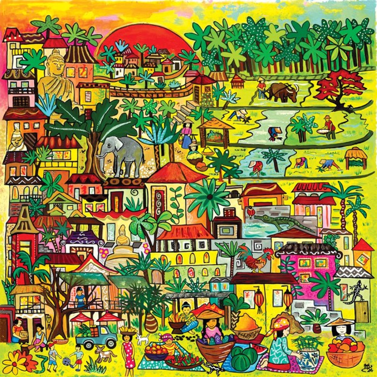 Magnolia legpuzzel Life in Asia - 1000 stukjes kleurrijk speelgoed.