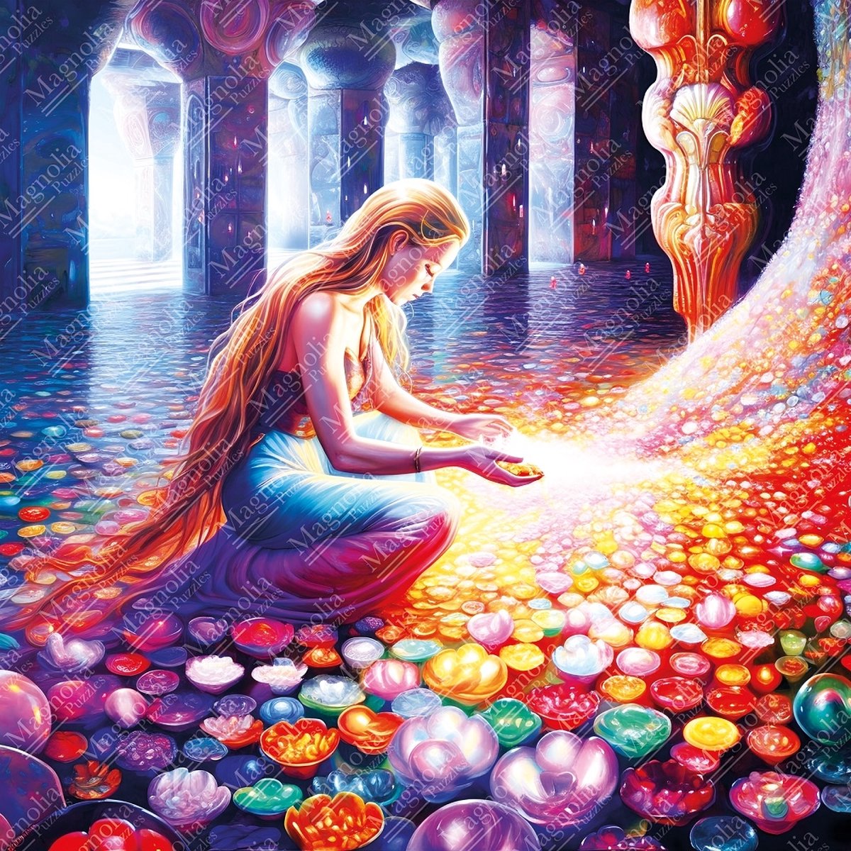 Magnolia puzzel Flower Altar - kleurrijke legpuzzel 1023 stukjes.