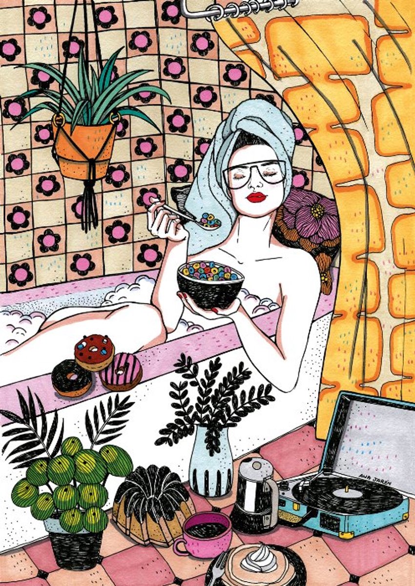 Magnolia puzzel bad en ontbijtgranen - 1000 stukjes puzzelspel.