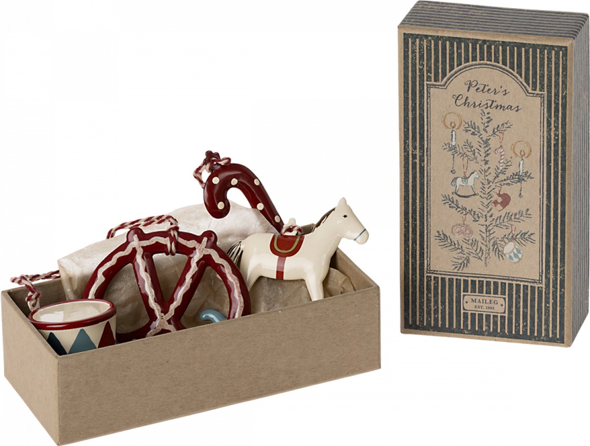 Metalen Ornamenten Peters Christmas set 4-delig