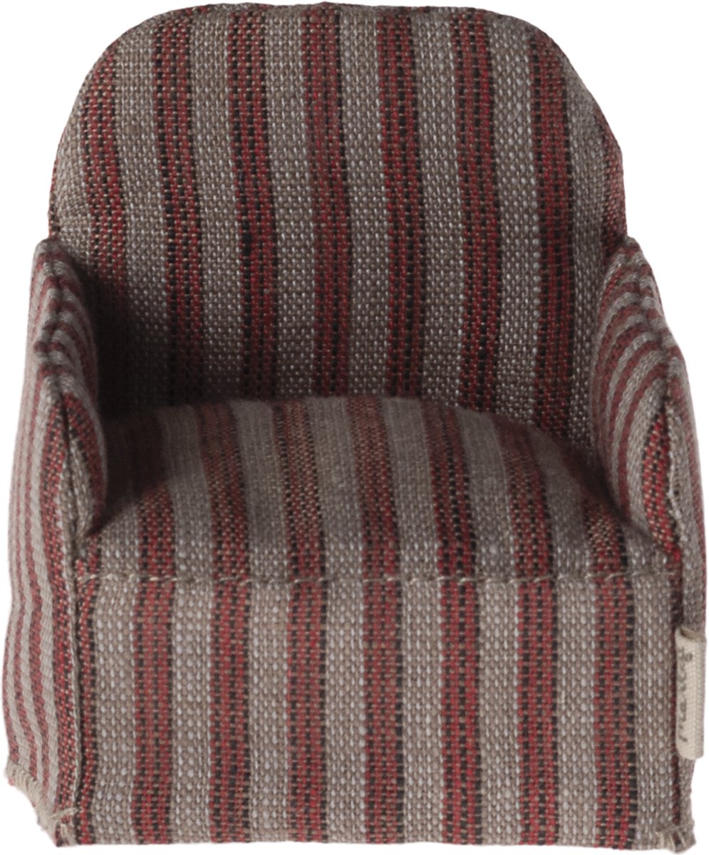 Poppenhuis Stoel Rood Gestreept 7.5cm