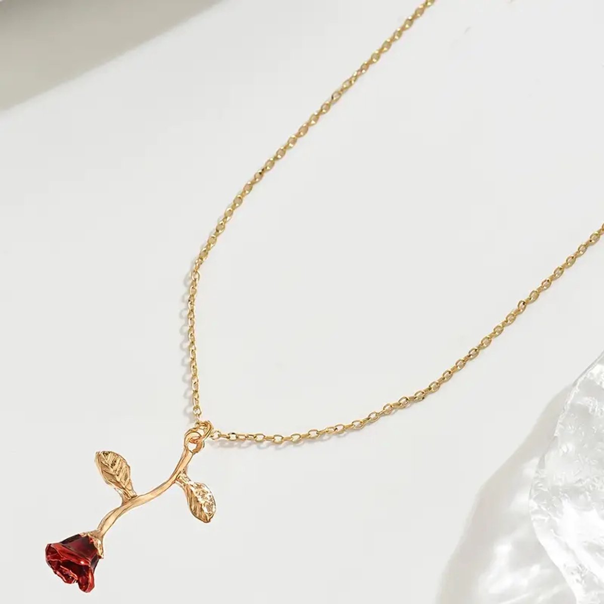   - Ketting Roos - Goud-Rood - Romantisch