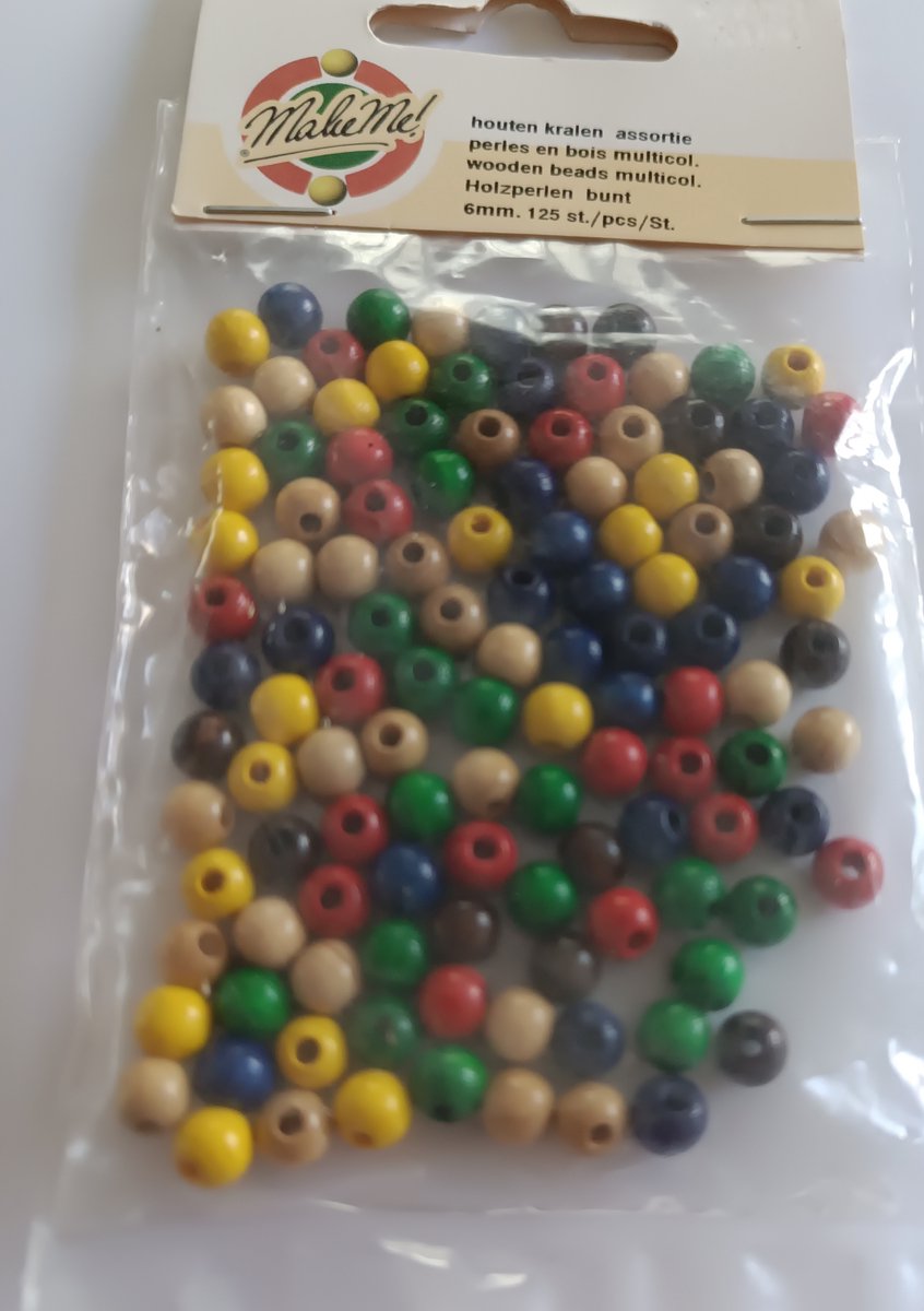 Houten kralen assortie MakeMe 6mm 125stuks
