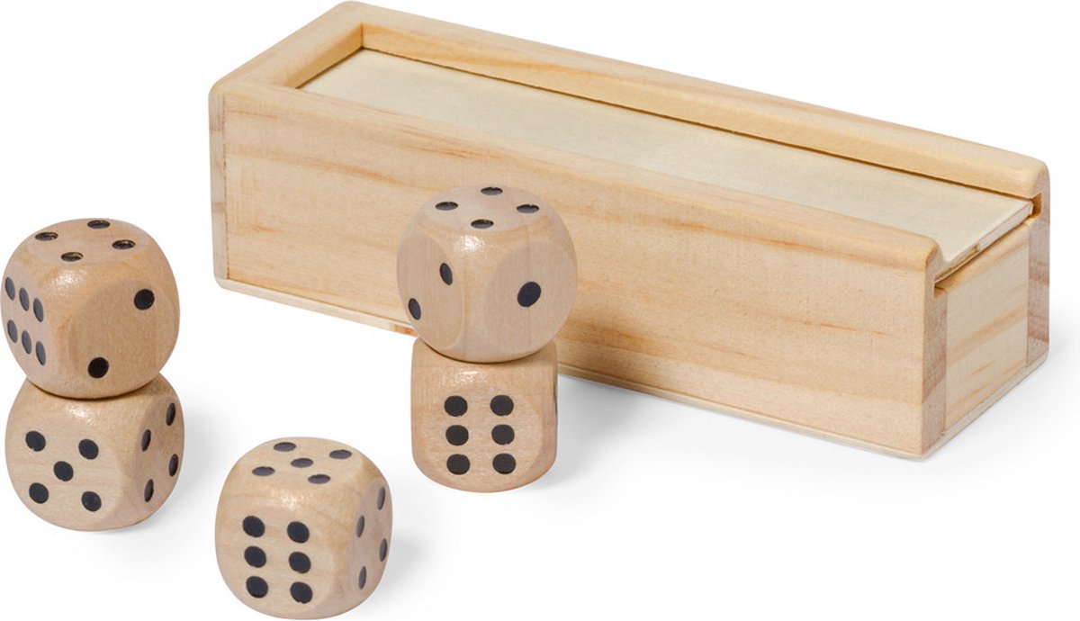 Woody Dobbelstenen - 10x - beige - hout - bordspellen - dobbel spellen