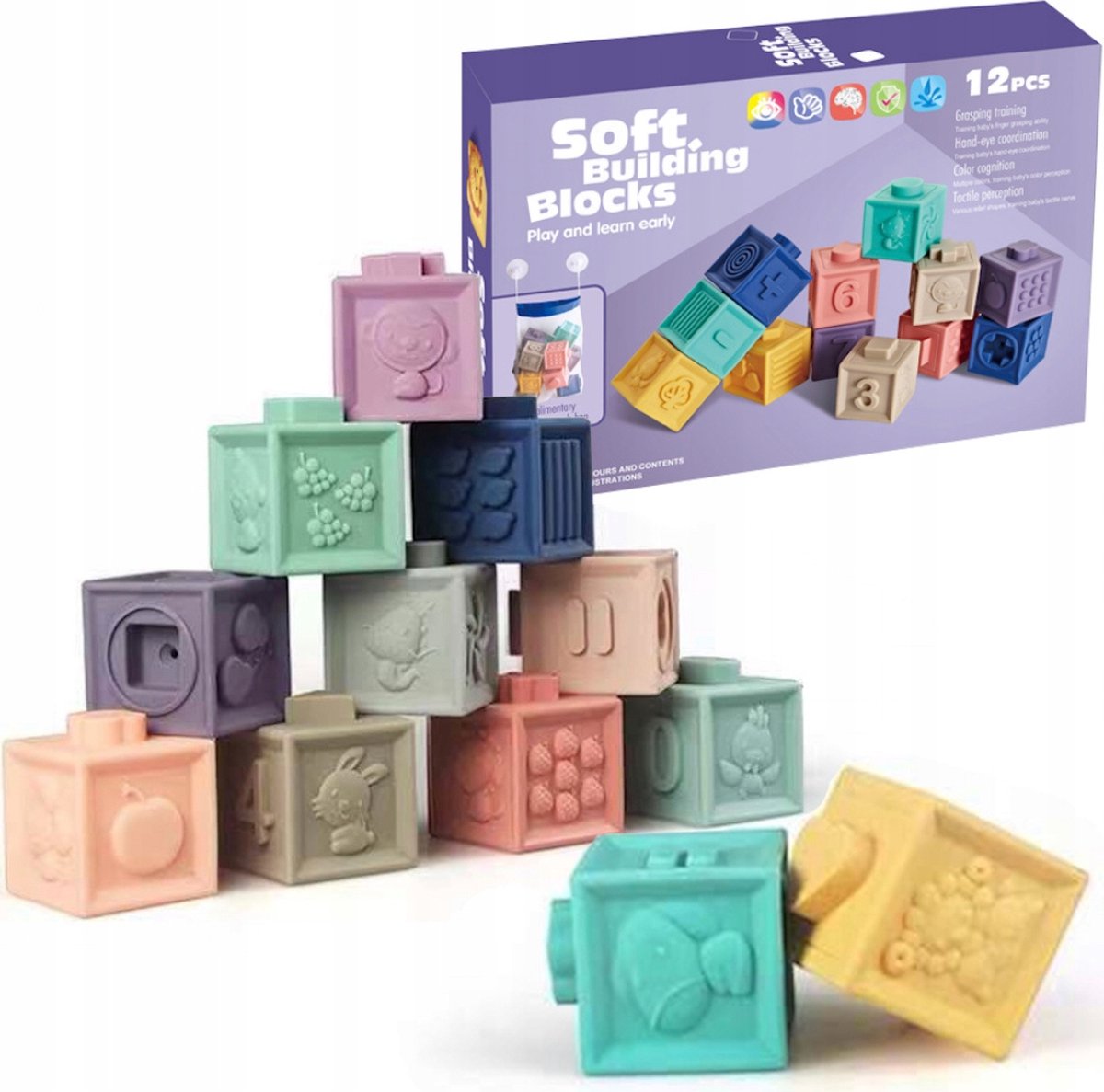 Siliconen Bouwblokken - Bad Speelgoed - Waterspeelgoed - vanaf 6 maanden - Montessori Speelgoed - Sensorisch Speelgoed - Educatief Speelgoed - Stapel Blokken - Siliconen Stapeltoren - Water Speelgoed - Badspeelgoed - Cijfers - Geometrische Vormen