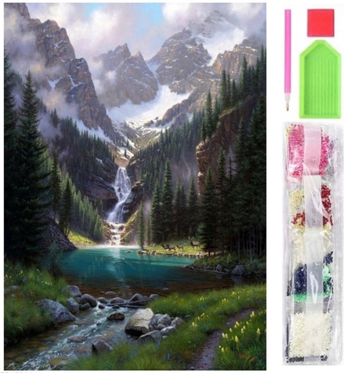 Diamond Painting Set - Bergen met Beekje - 30 x 40 - Kado Tip !!