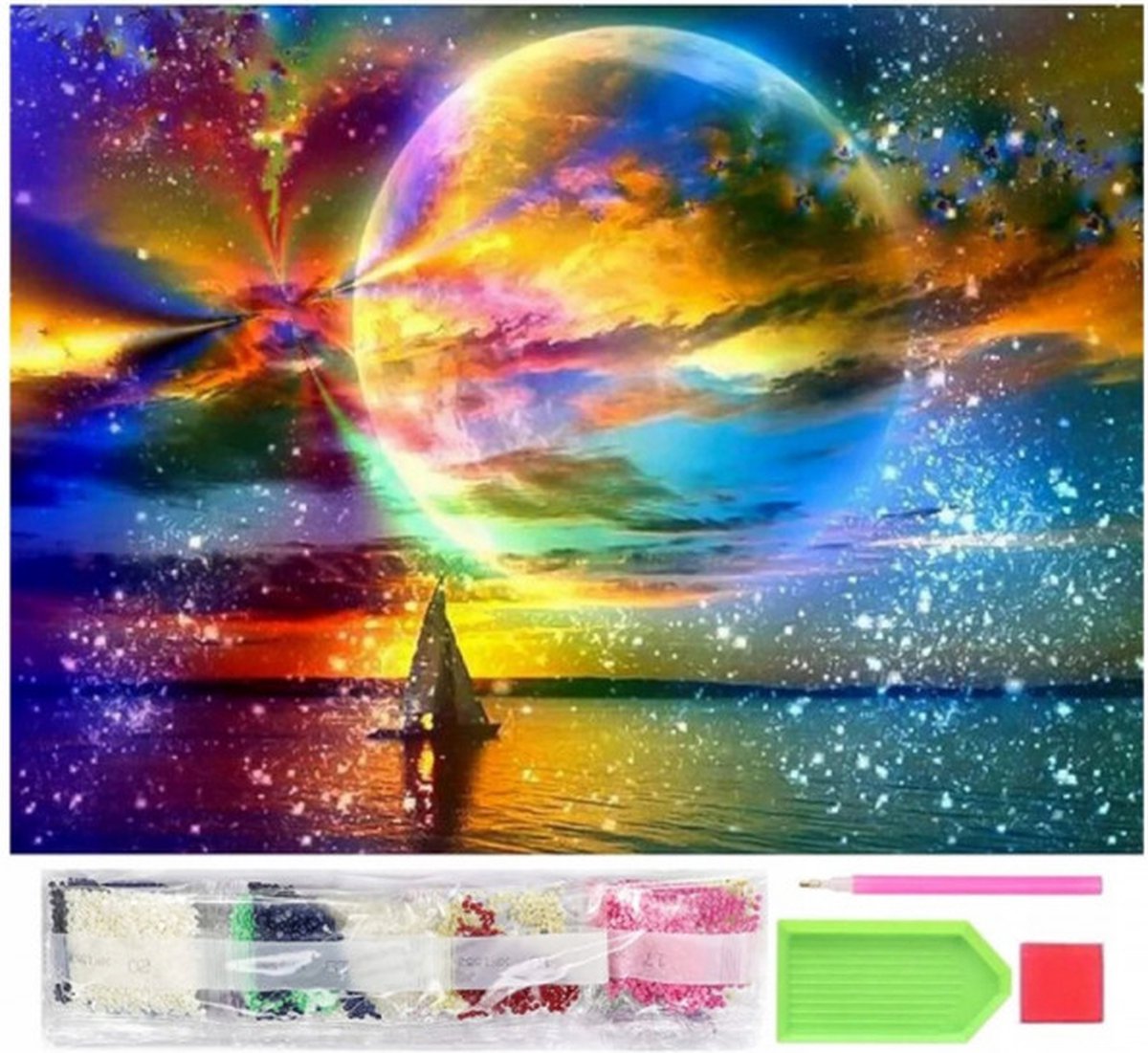 Diamond Painting Set - Zeilboot Zonsondergang - 30 x 40 - Kado Tip !!