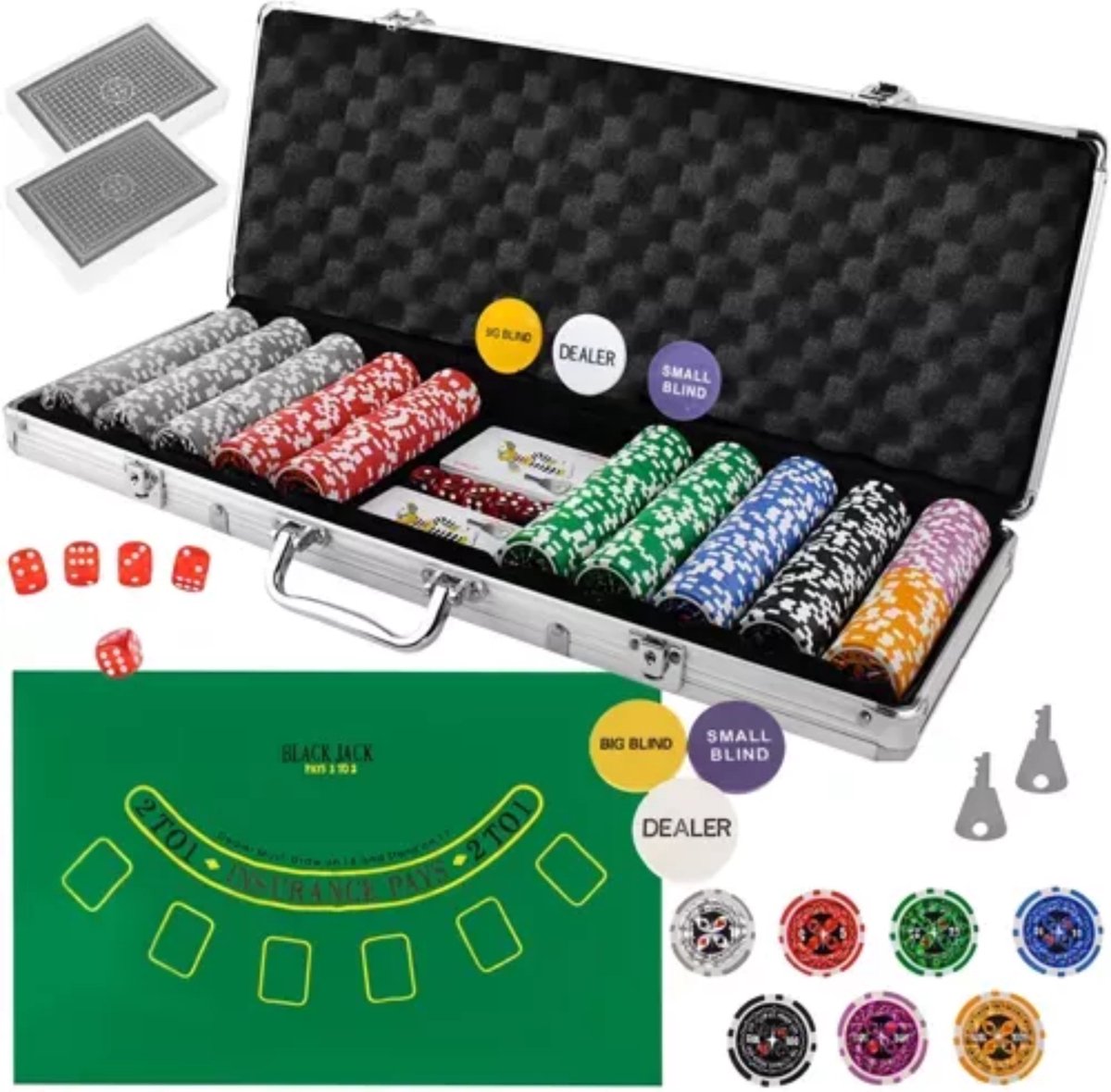 Malatec Poker Set met 500 Chips - Compleet en Klaar voor Gebruik