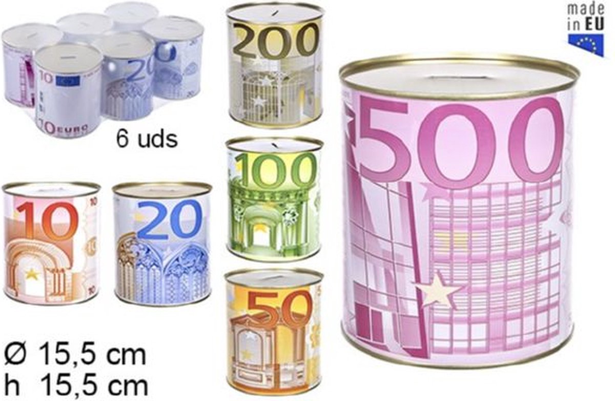 GROOT RONDE  BLIKKEN SPAARPOT 15 CM X 15 CM