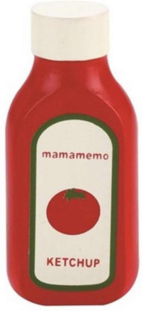 Mama Memo Fles Ketchup Hout 10 Cm Rood