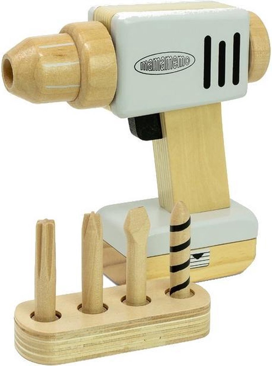 Mamamemo  - Boormachine Hout - Houten speelgoed