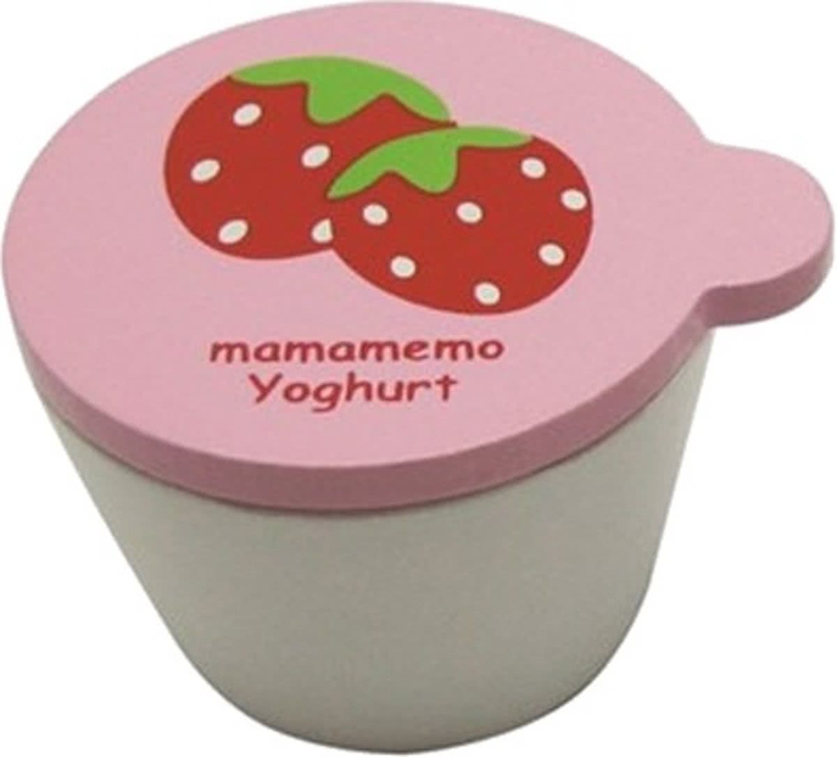 Mamamemo Bakje Aardbeienyoghurt Hout 4 Cm Wit/roze