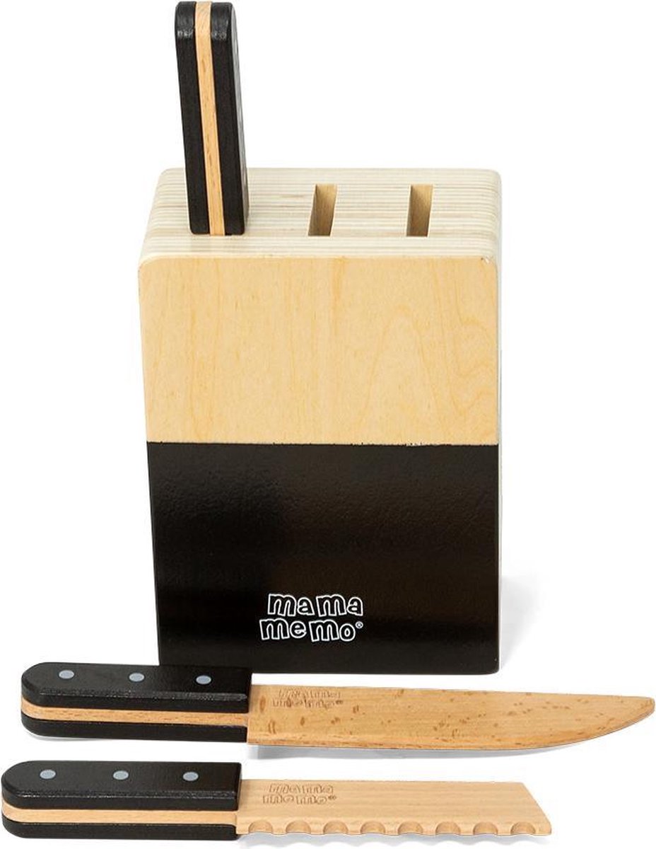 Messenblok met 3 houten speelmessen