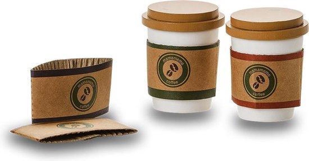 koffiebekers to go junior 7 cm hout bruin/wit 8-delig