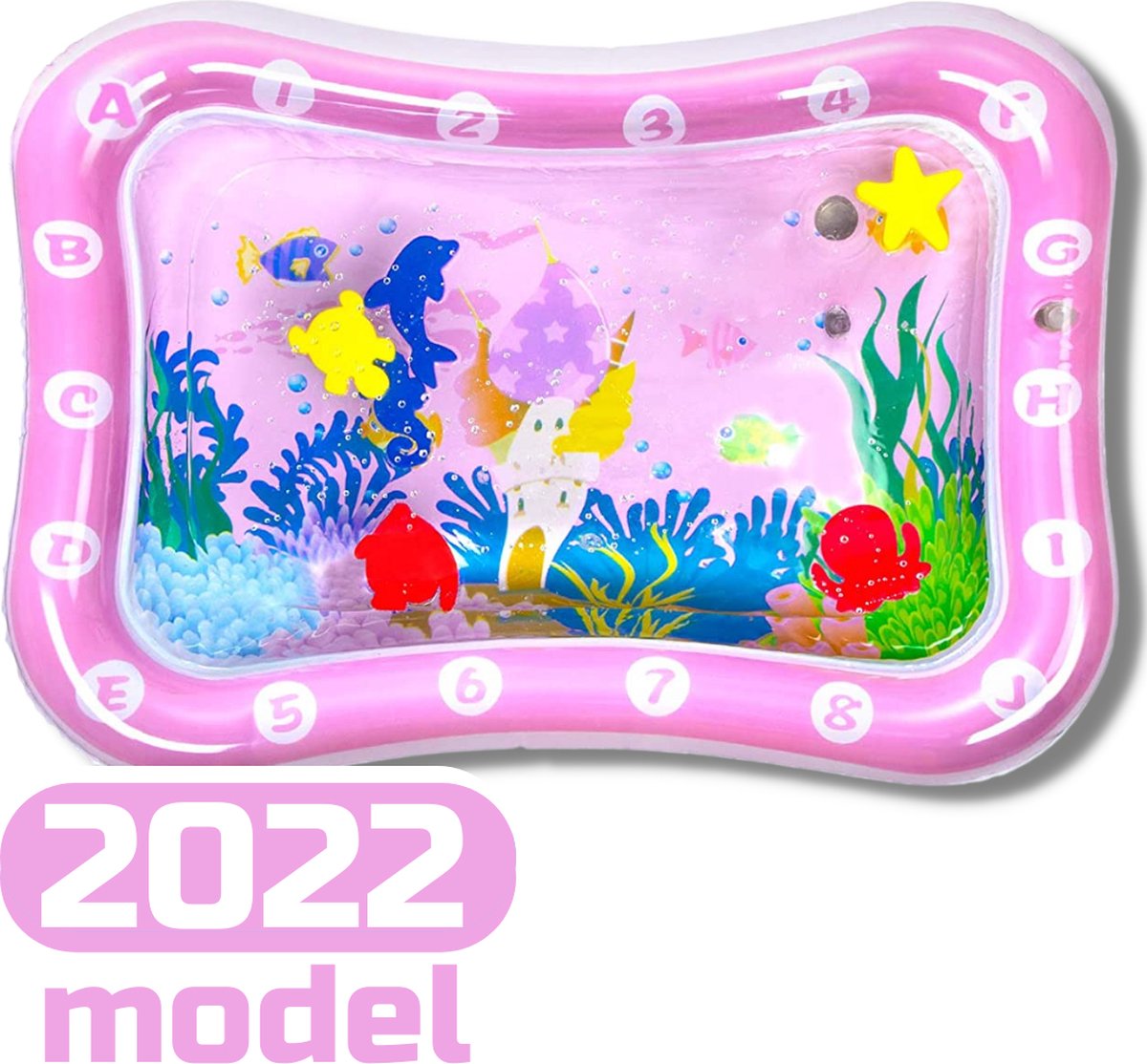 Mamboe Waterspeelmat Roze - Waterspeelgoed - Watermat baby - 70 x 50 cm - Babygym - Speelmat - Speelkleed Baby Opblaasbaar - Tummy Time - Kraamcadeau - Voor Meisjes