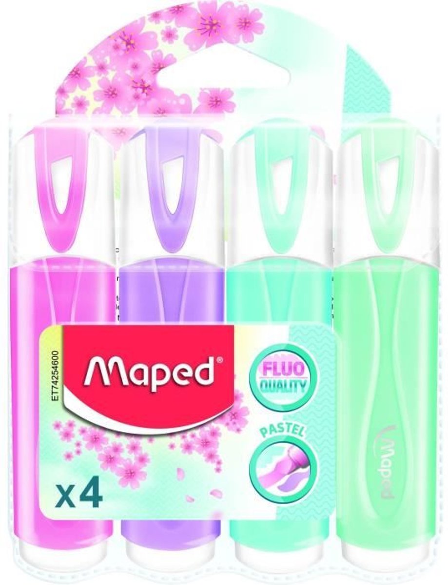 MAPED 4 Assorted Pastel Markeerstiften