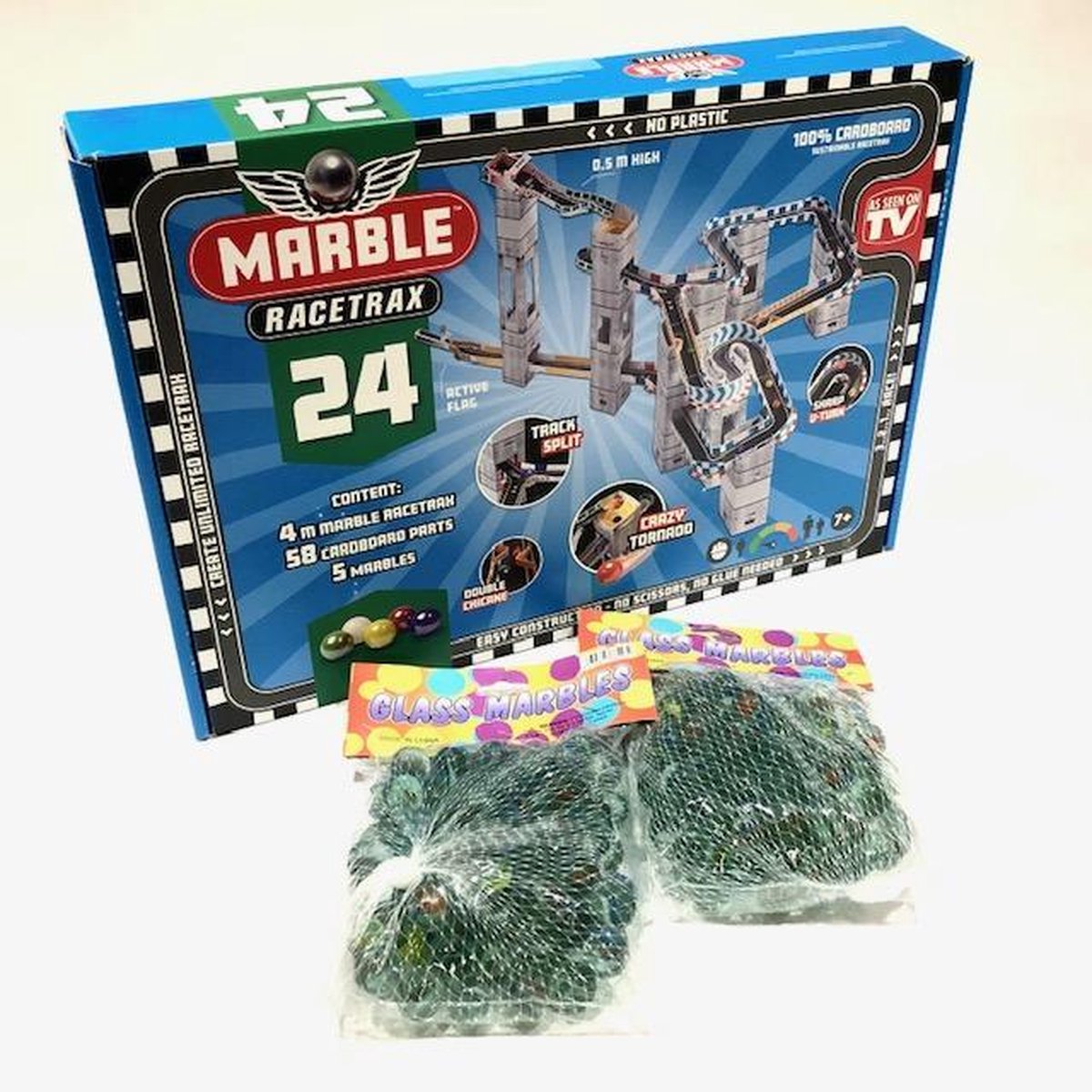   -   - Racebaan - Starter Set - 24 Sheets - 4 Meter + 200 knikkers