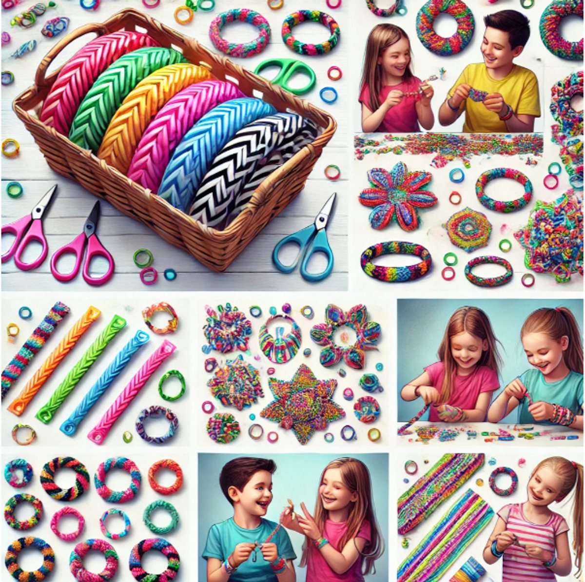 Loombandjes gestreept – Kleurenmix – 1.200 elastiekjes – Met 2 weefhaken & S-clips