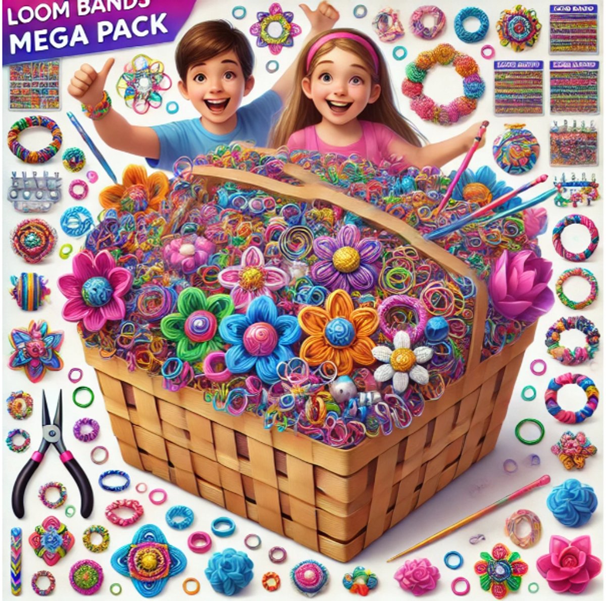 Loombandjes set – 21.600 elastiekjes – 36 kleuren – Inclusief weefhaken & S-clips