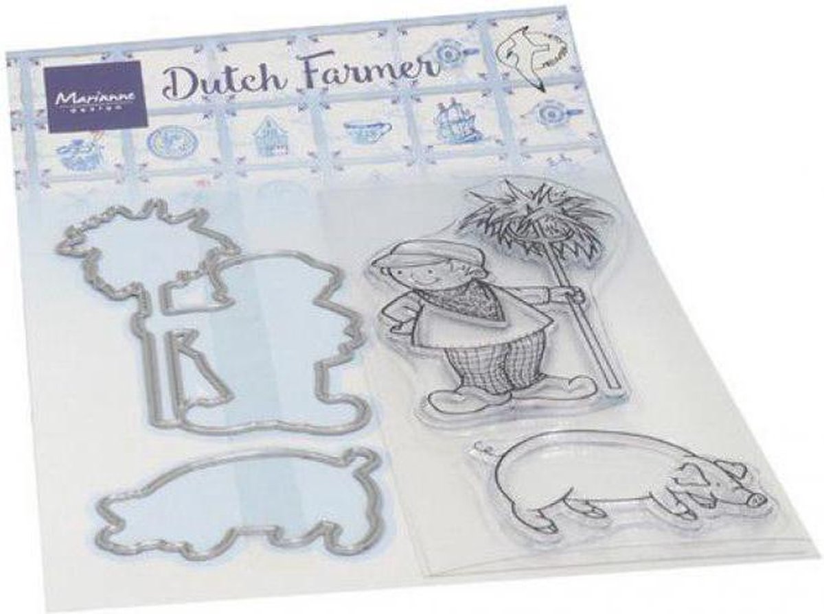 Marianne Design Clear stamp en Snijmal - Hettys Dutch farmer