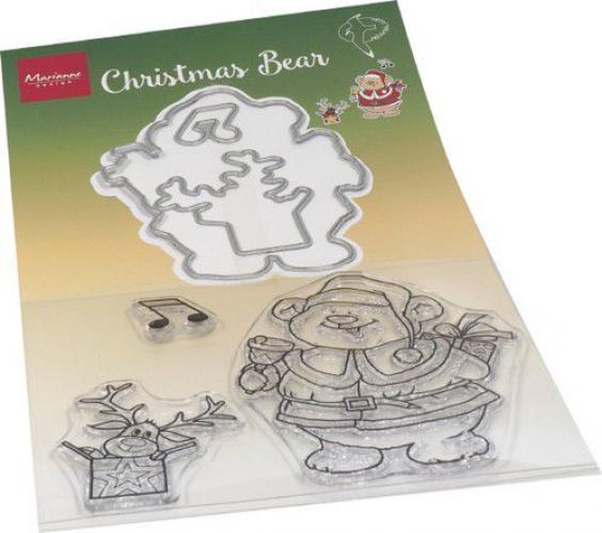 Marianne Design Clear stamp en Snijmal - Hettys Kerst beer