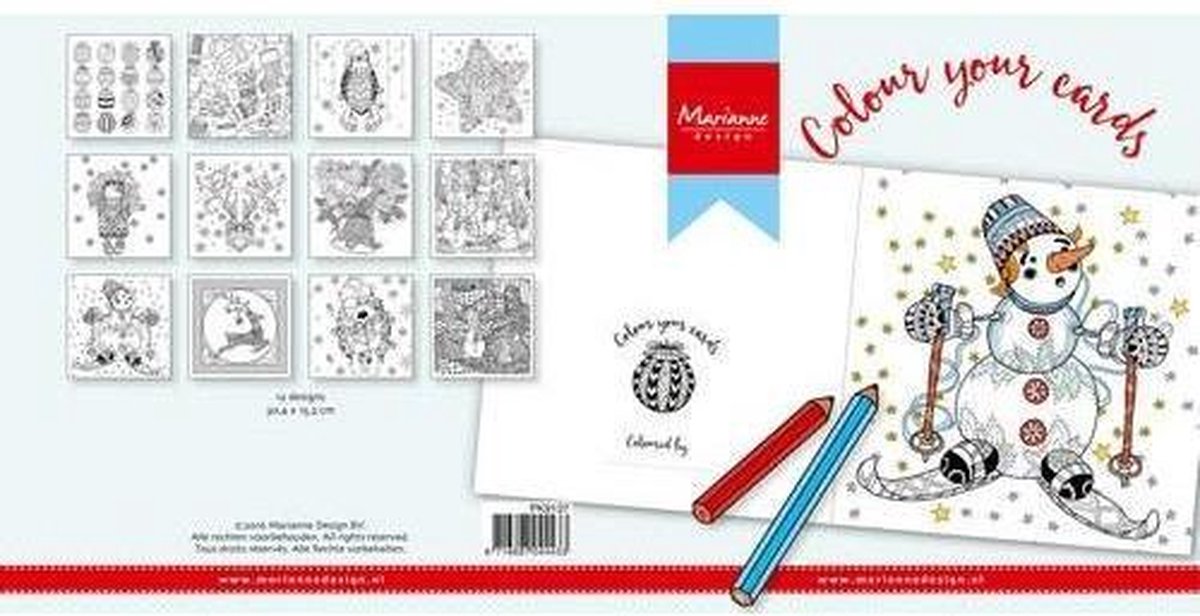 Marianne Design Colour your cards - Christmas 12stuks