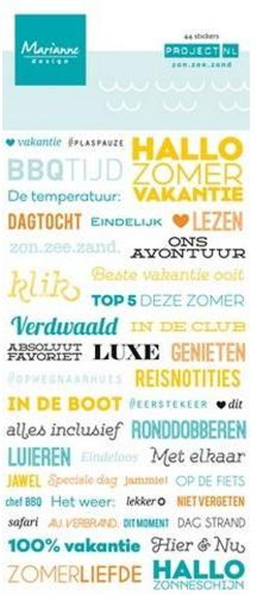   Decoratie Project Nederlands  Tekststickers zon. zee (Nederlands)