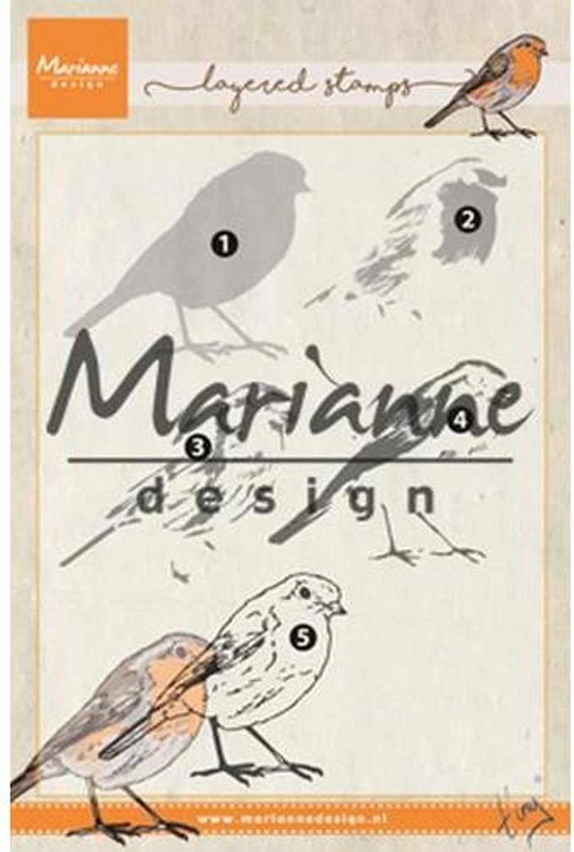 Marianne Design Stempel Tinys layered roodborstje TC0866 12.5x19 centimeter