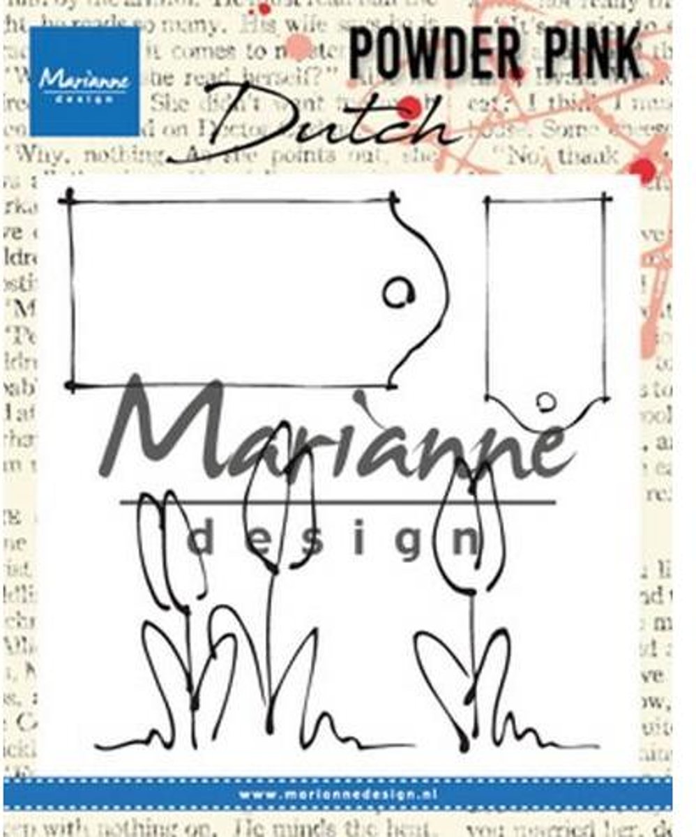 Marianne Design stempel Powder Pink - Tulpen & labels PP2801 83x85 milimeter