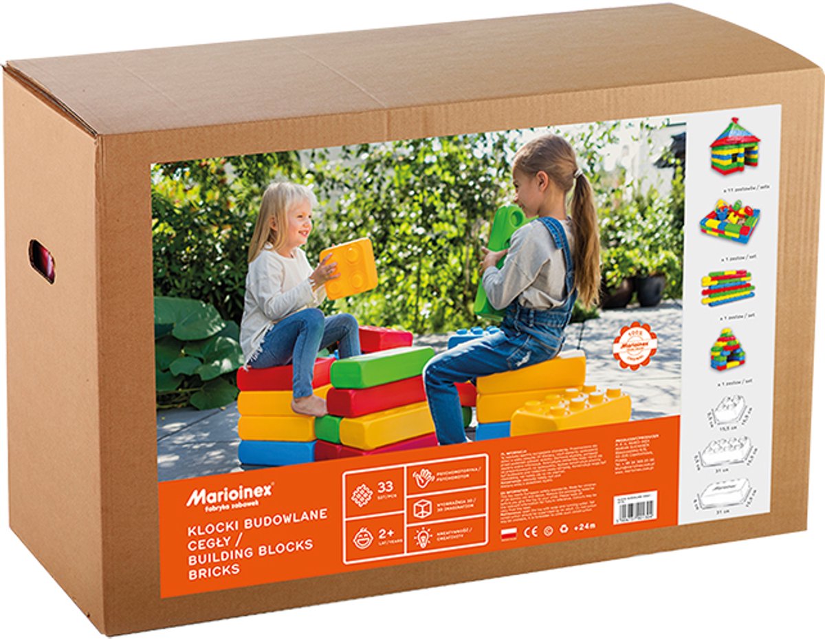 Bouwblokken baksteen 33 stuks - Marioinex - vanaf 24 maanden