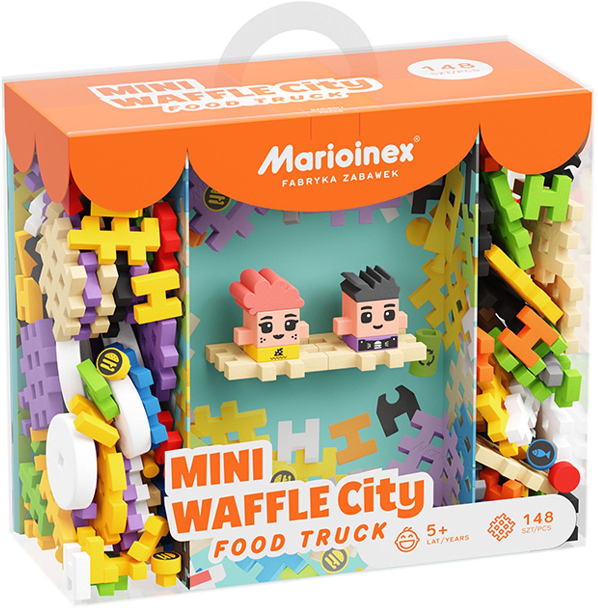 Marioinex bouwblokken Mini Waffle Food Truck 148 stuks speelset.