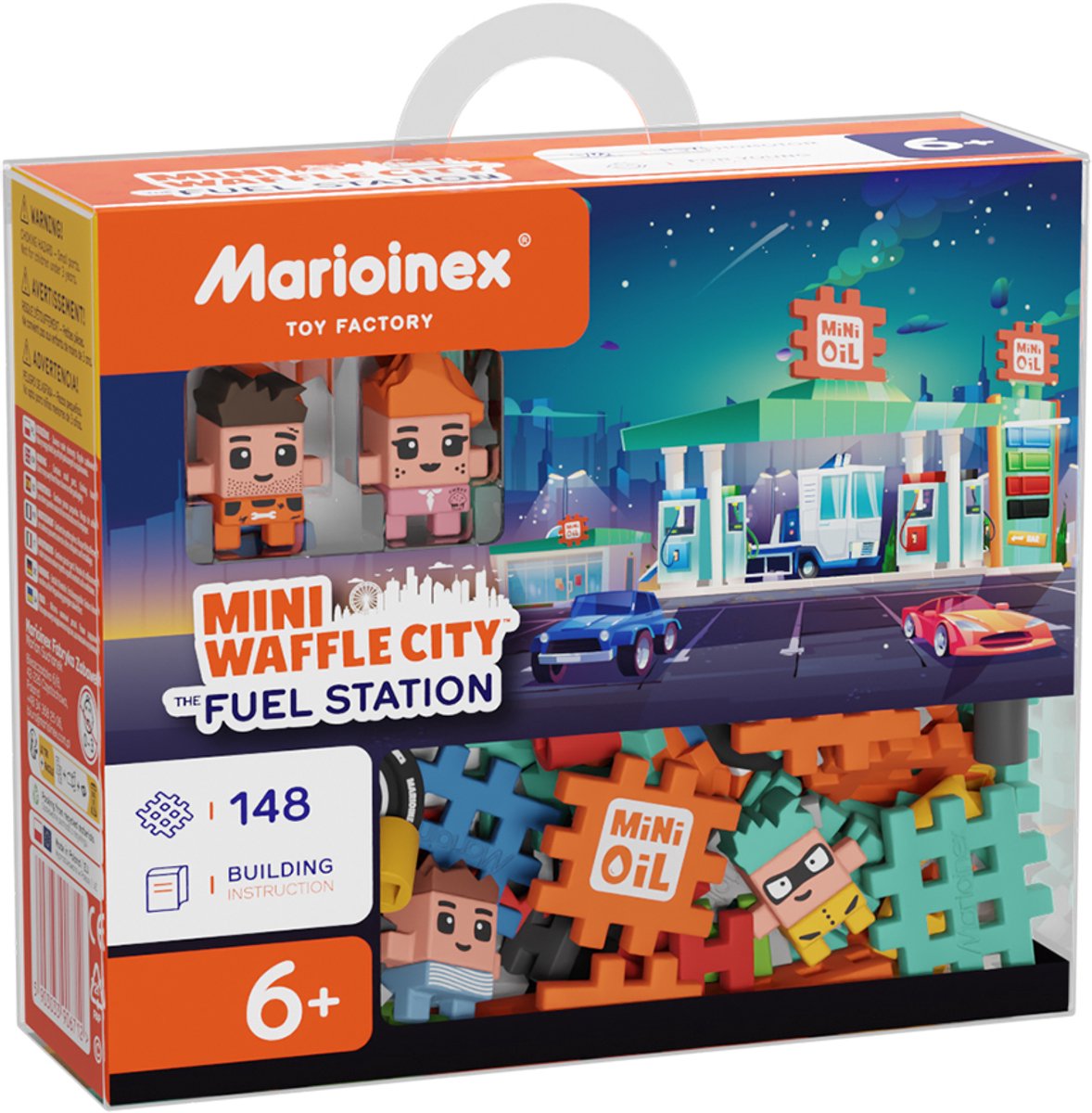 Marioinex bouwset Mini Waffle City tankstation 148 stuks speelgoed.