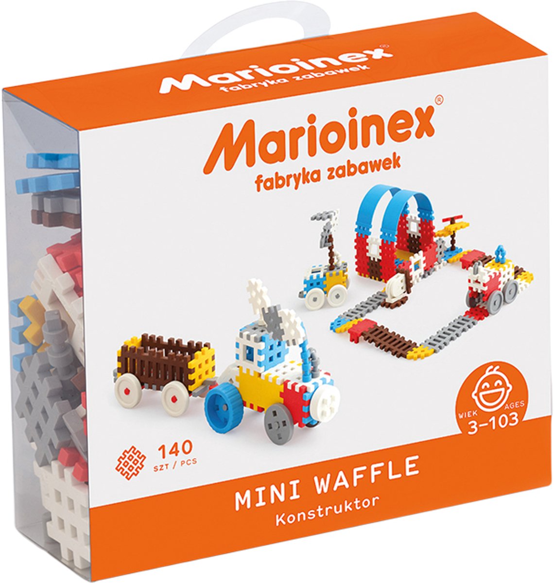 Marioinex bouwstenen Mini Waffle 140 stuks - kleurrijk constructiespeelgoed.