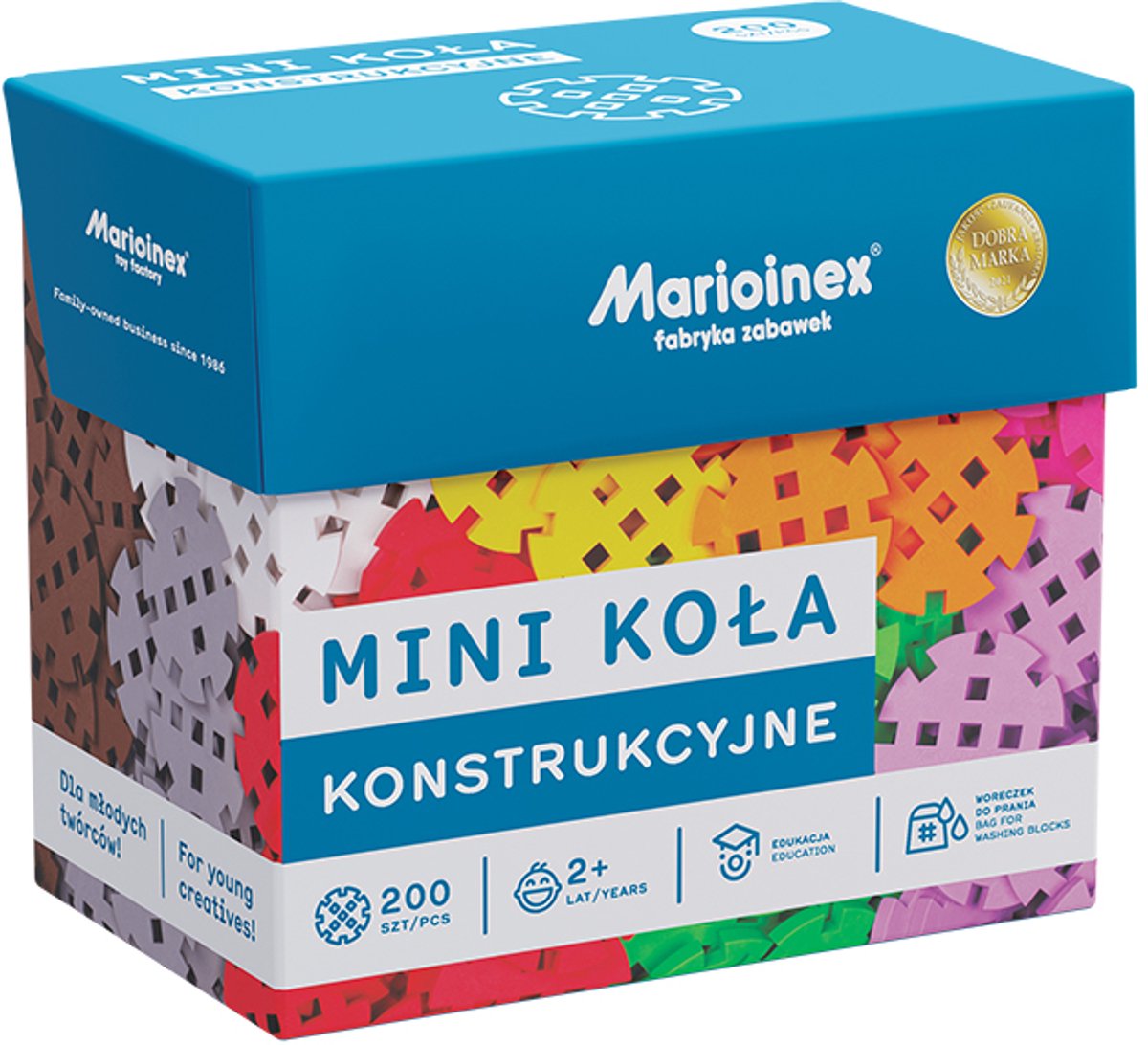 Marioinex bouwstenen Mini Waffle Construction Wheels 200 stuks multicolor.