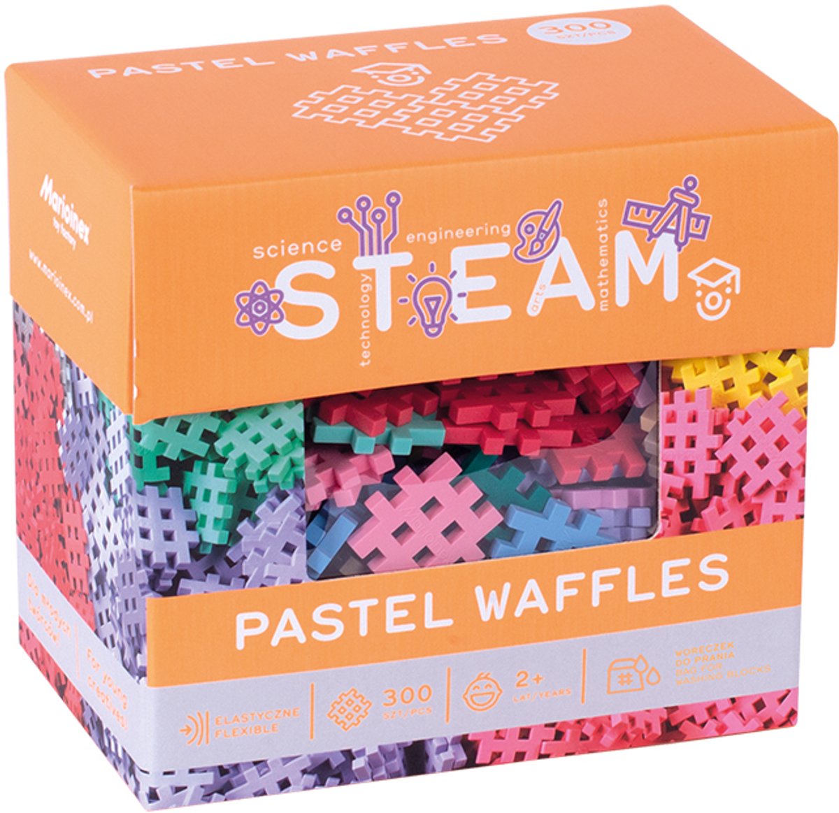 Marioinex bouwstenen Mini Waffle pastel 300 stuks constructiespeelgoed.