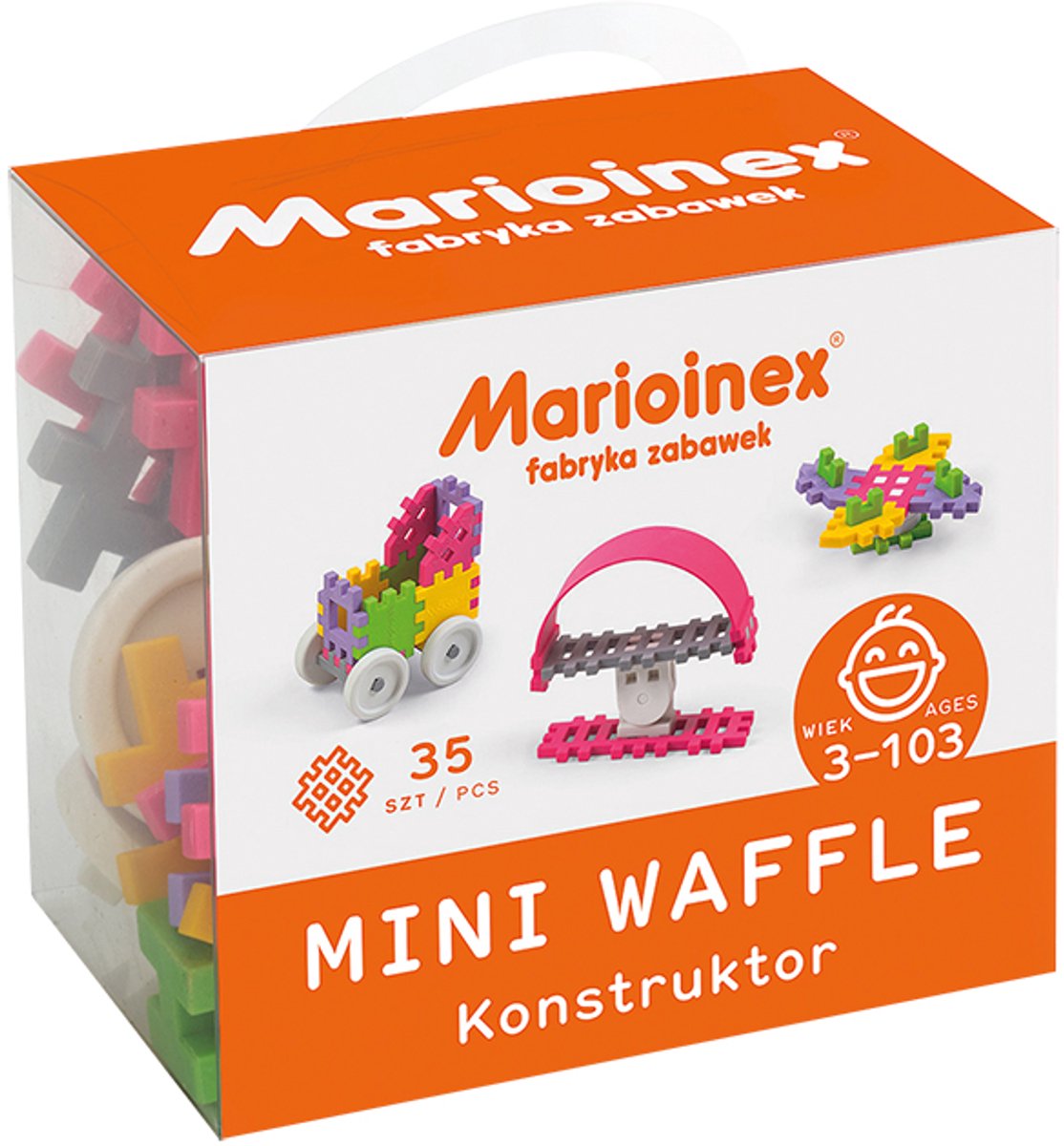 Mini wafel blokken bouwen roze 35 stuks - Marioinex - vanaf 3 jaar