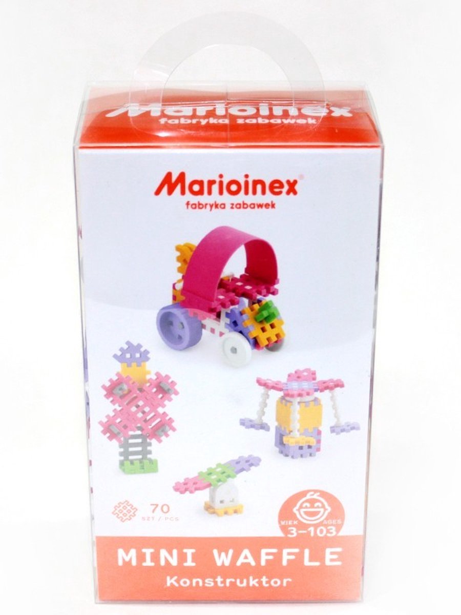 Mini wafel blokken bouwen roze 70 stuks - Marioinex - vanaf 3 jaar