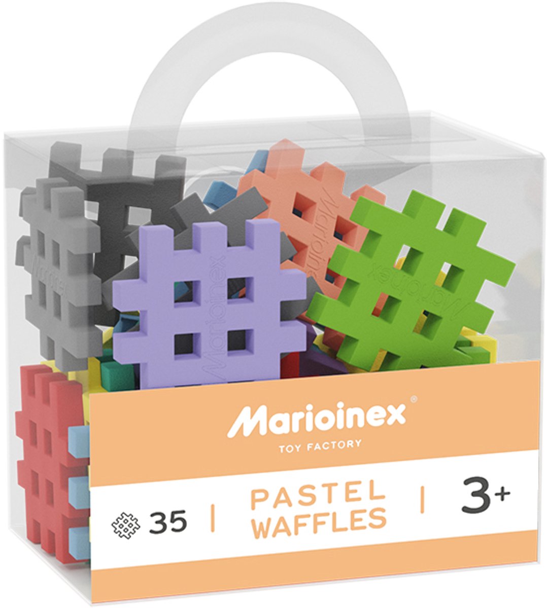 Mini wafel blokken pastel 35 stuks - Marioinex - vanaf 24 maanden