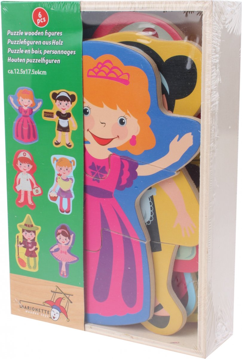 Marionette Houten Vormenpuzzel Figuren 6 Stuks