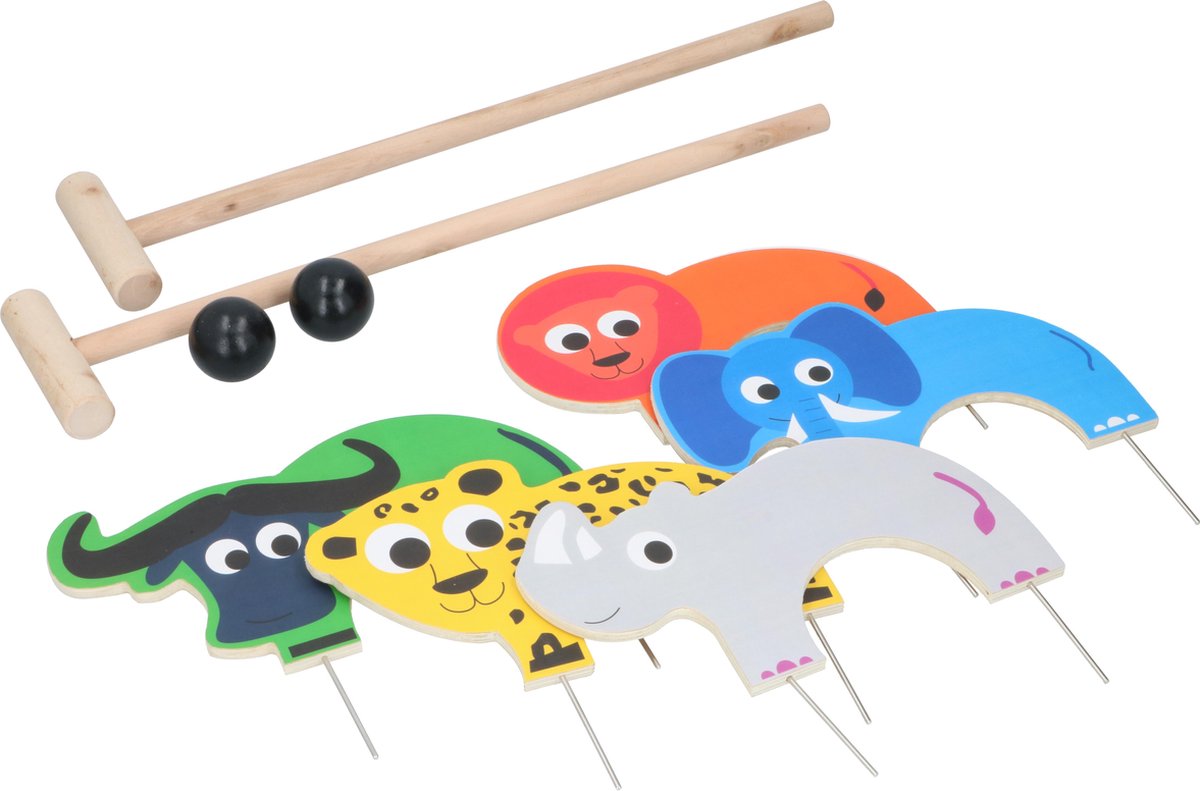 Marionette Wooden Toys Croquetspel - Wilde Dieren - 9-Delig - Hout