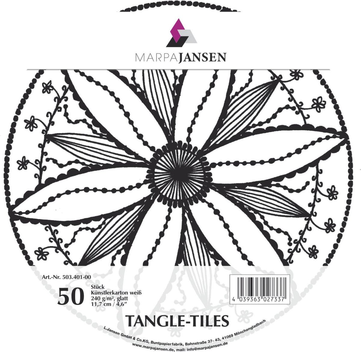 Marpa Jansen 50 tangle tiles rond wit