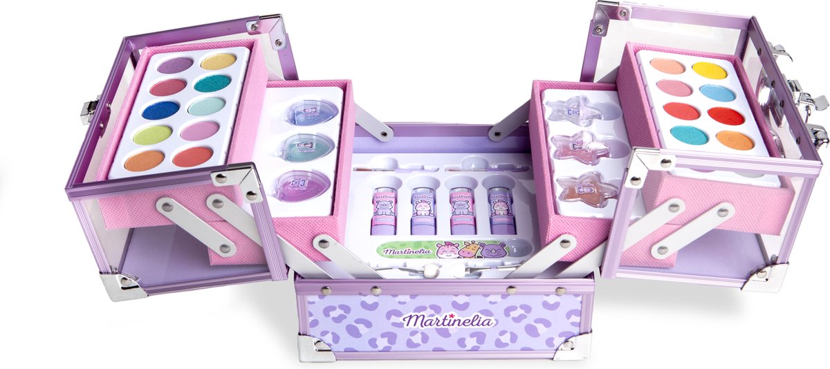 Martinelia Kinder Make Up Koffer Roze 35pcs - Kinder Make up - 18 x 18 cm uitklapbaar 5 vaks