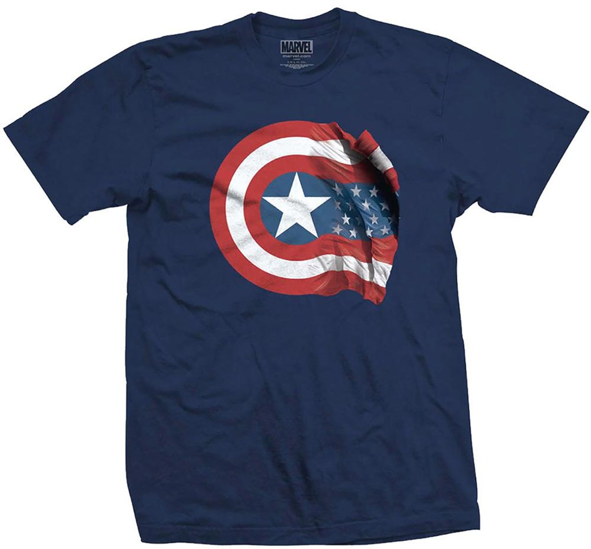 Marvel Comics - Captain America American Shield heren unisex T-shirt blauw - M