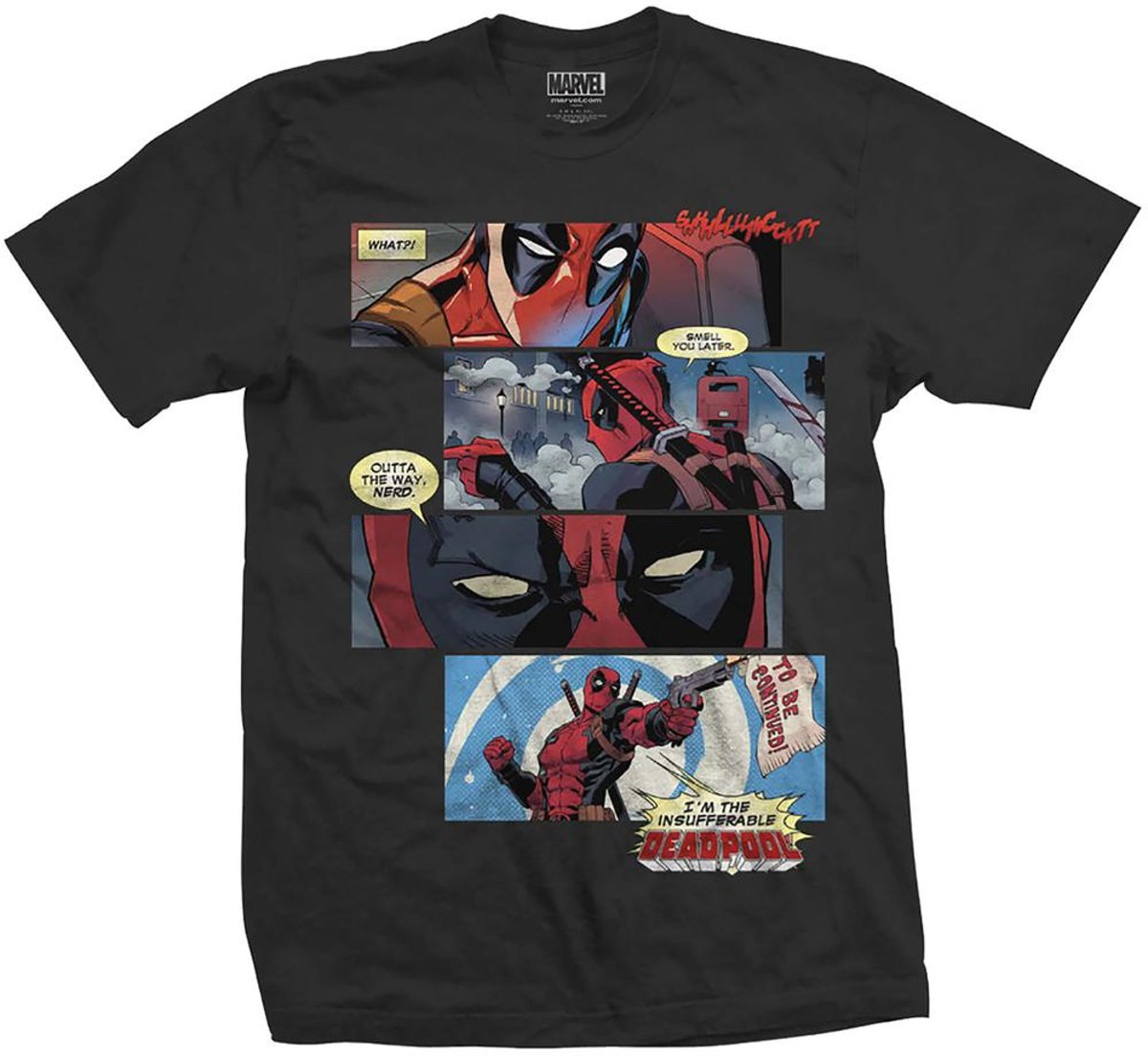 Marvel Comics - Deadpool Strips heren unisex T-shirt zwart - L